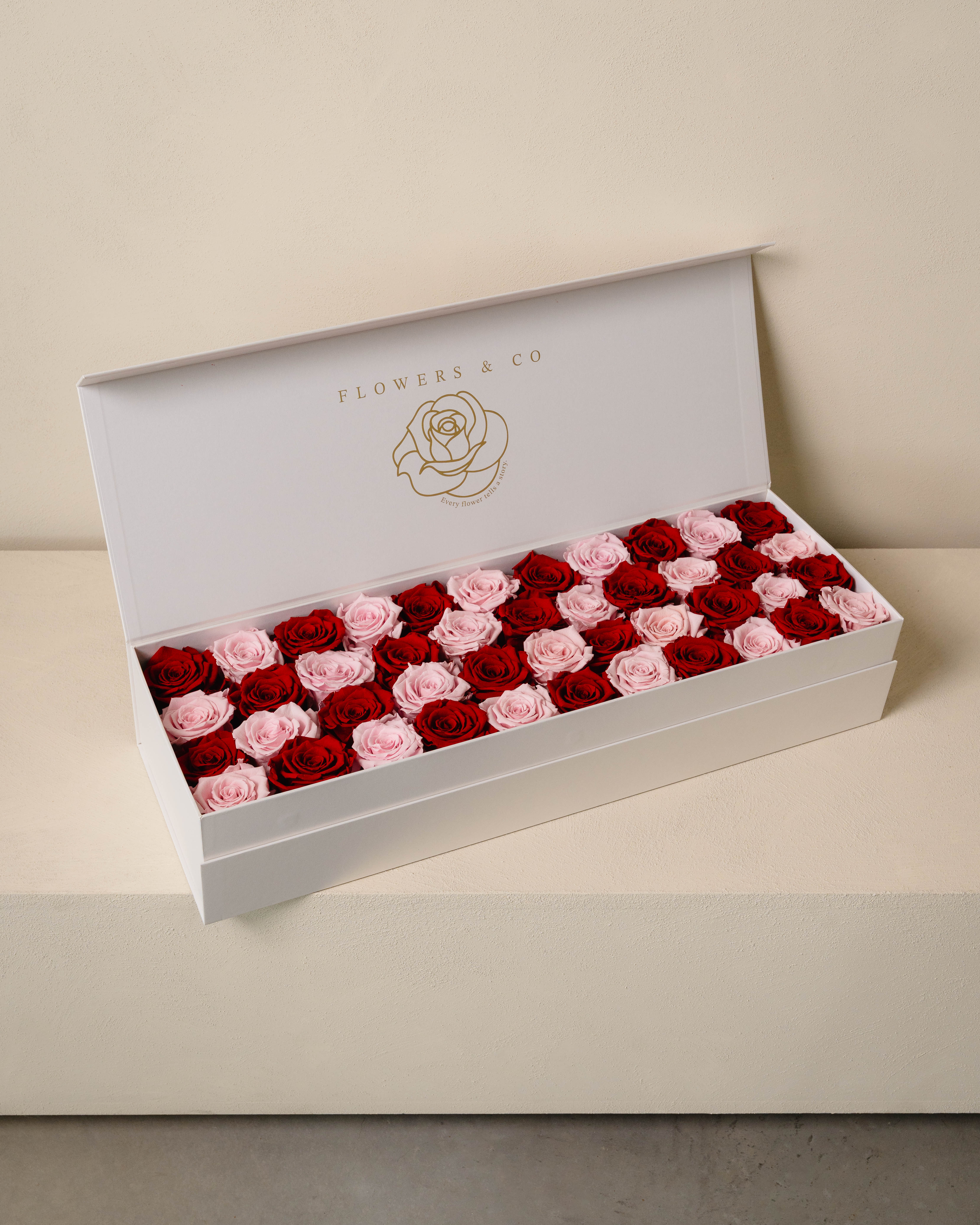 Pink/Red Longlife Rose Box – Large