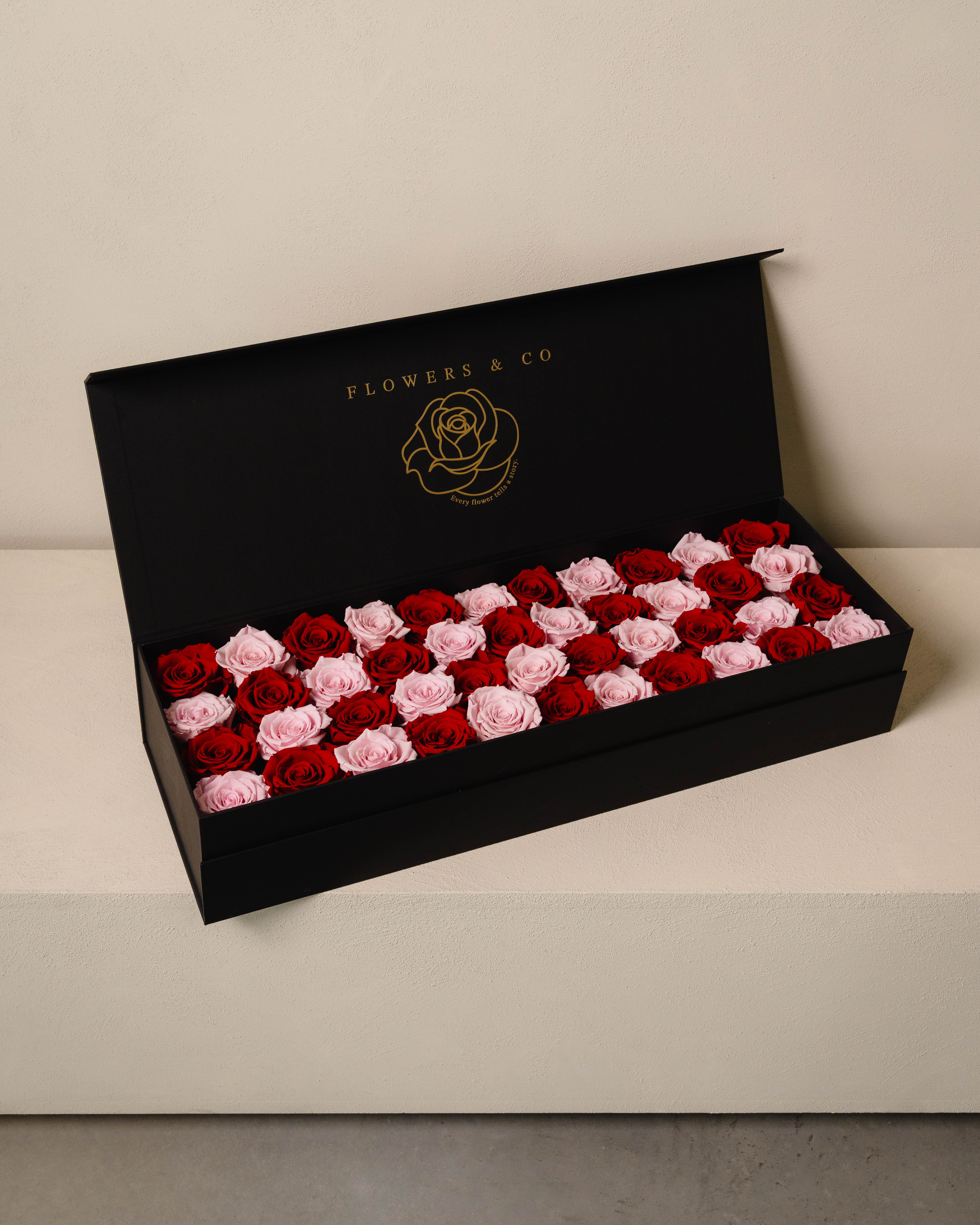 Pink/Red Longlife Rose Box – Large