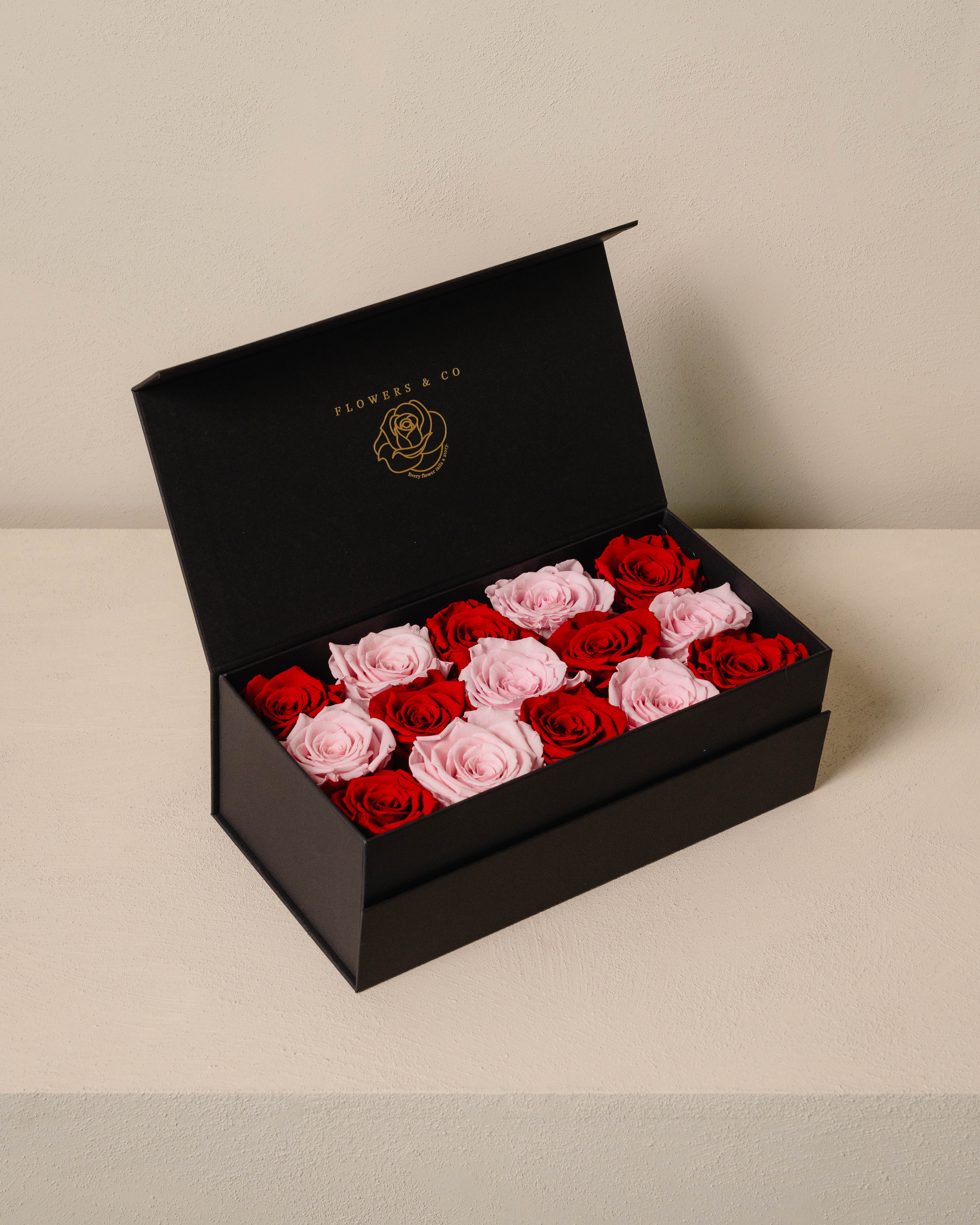 Pink/Red Longlife Rose Box – medium