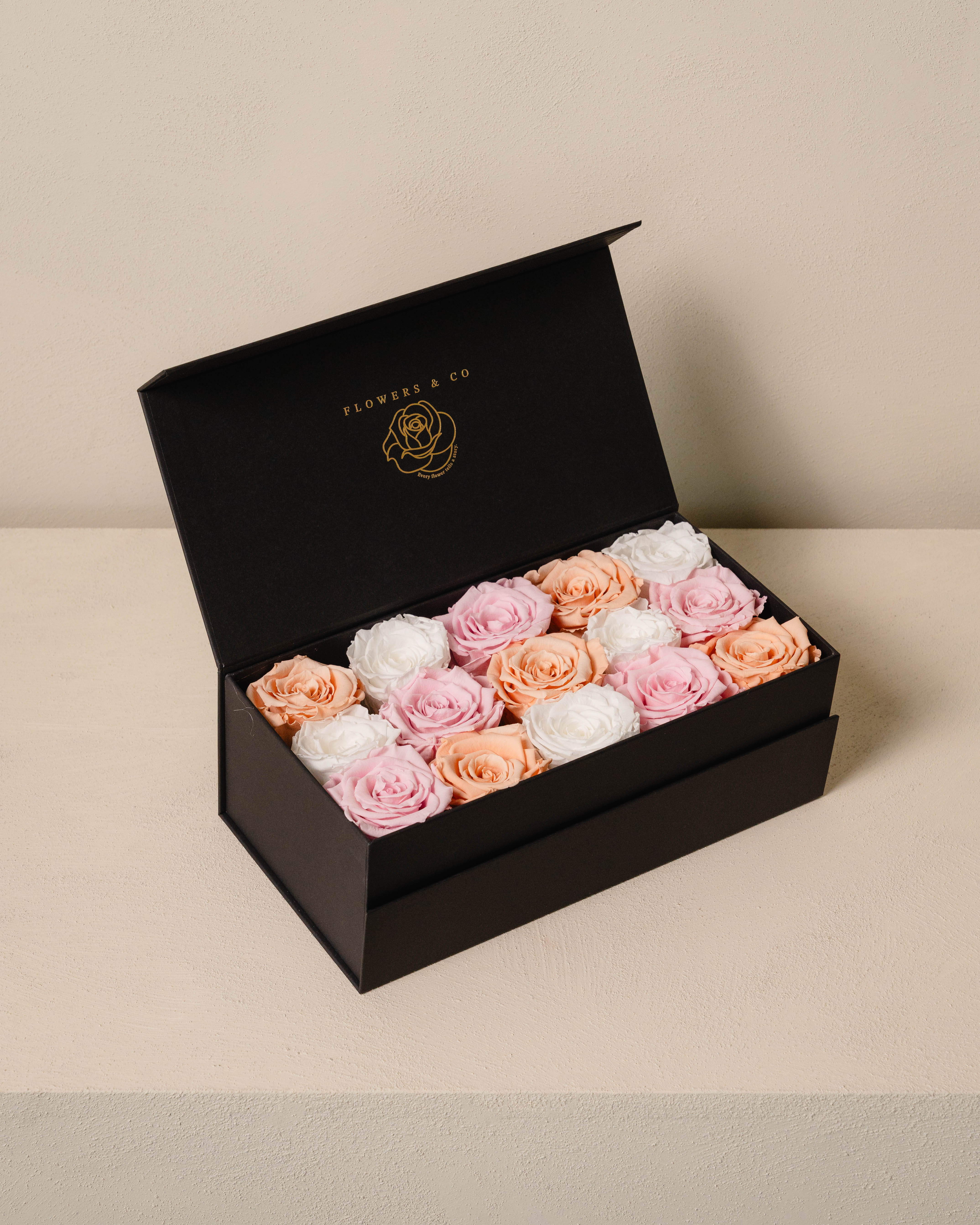 Pastel mix Longlife Rose Box – medium