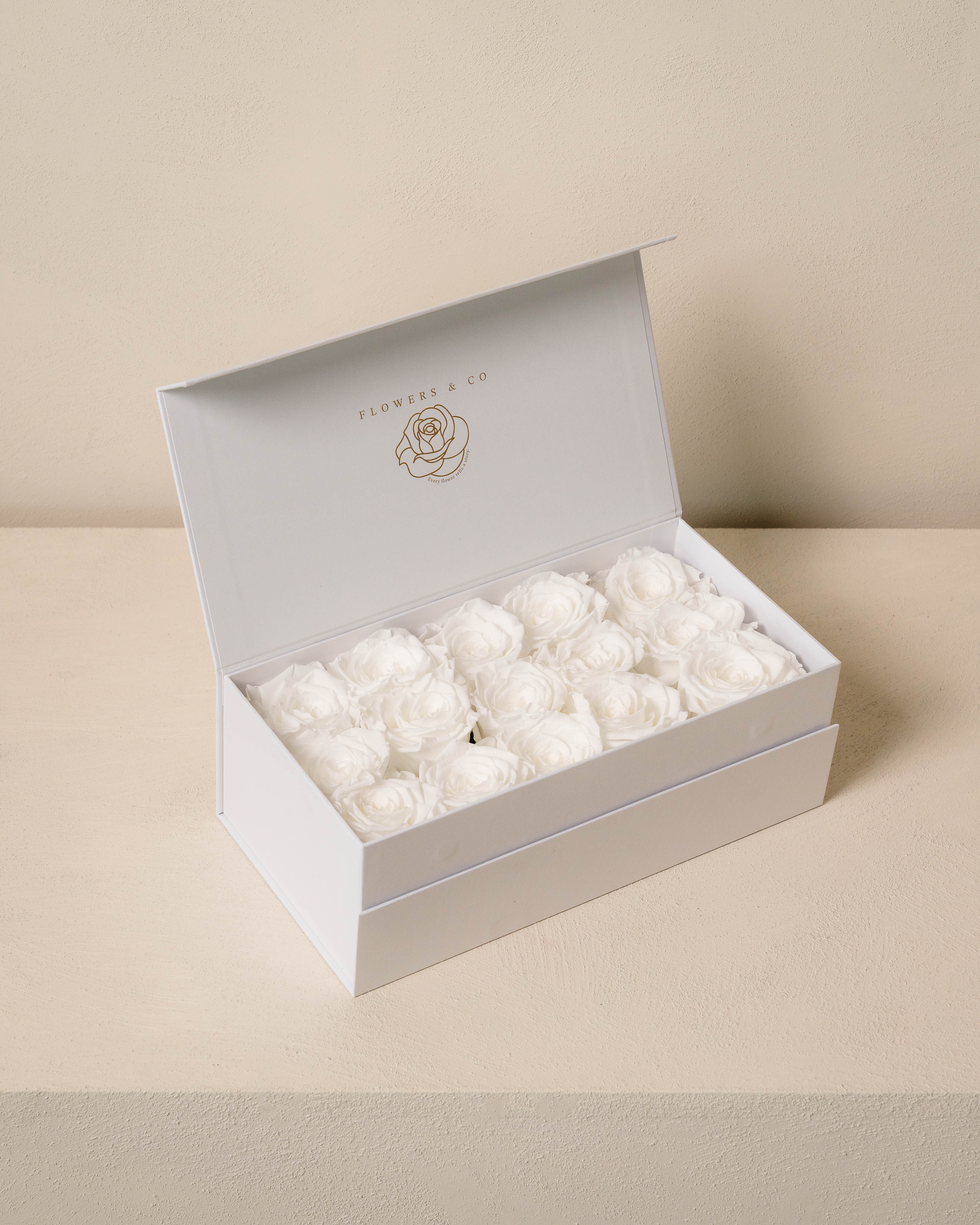 White Longlife Rose Box – medium