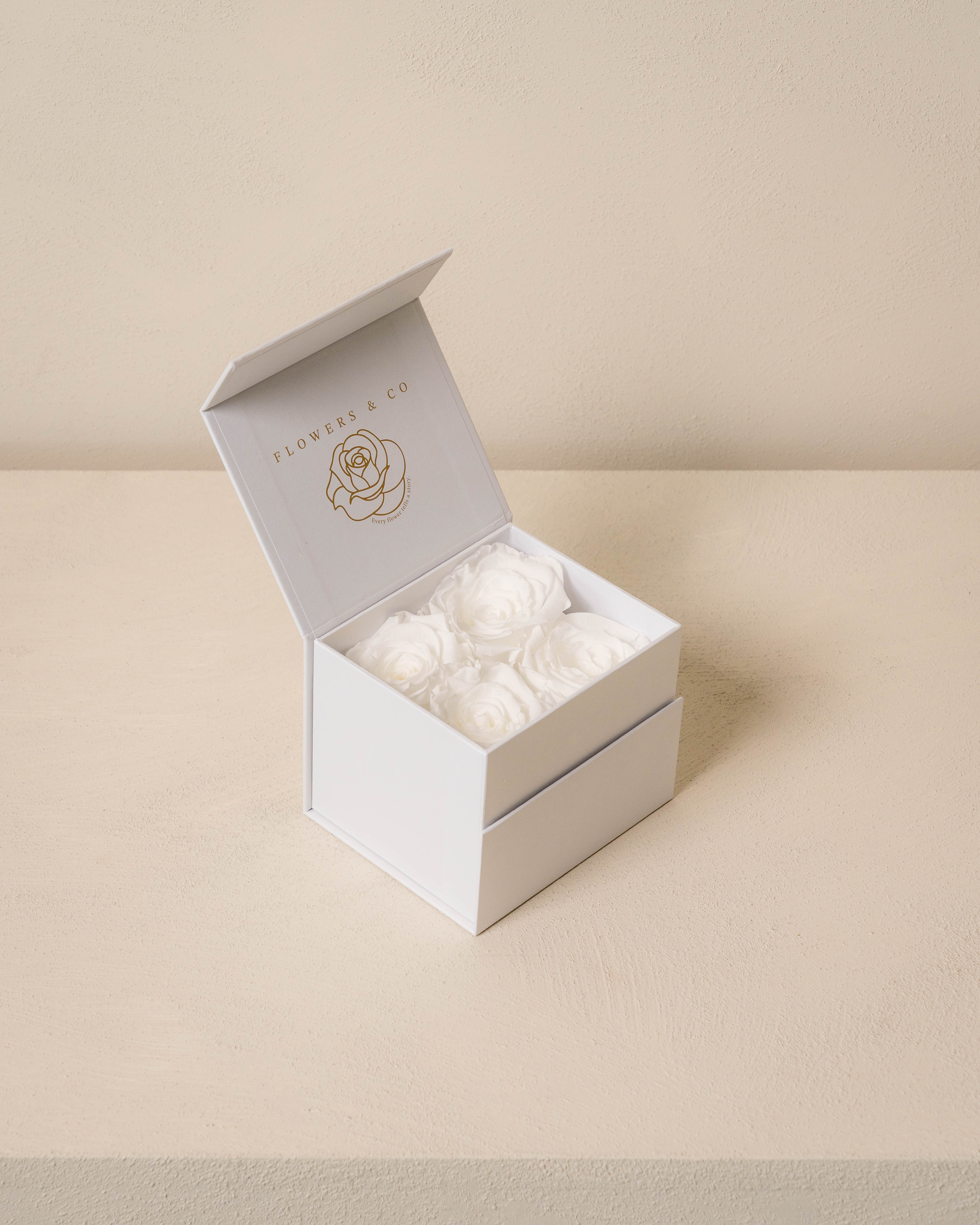 White longlife rose box- small