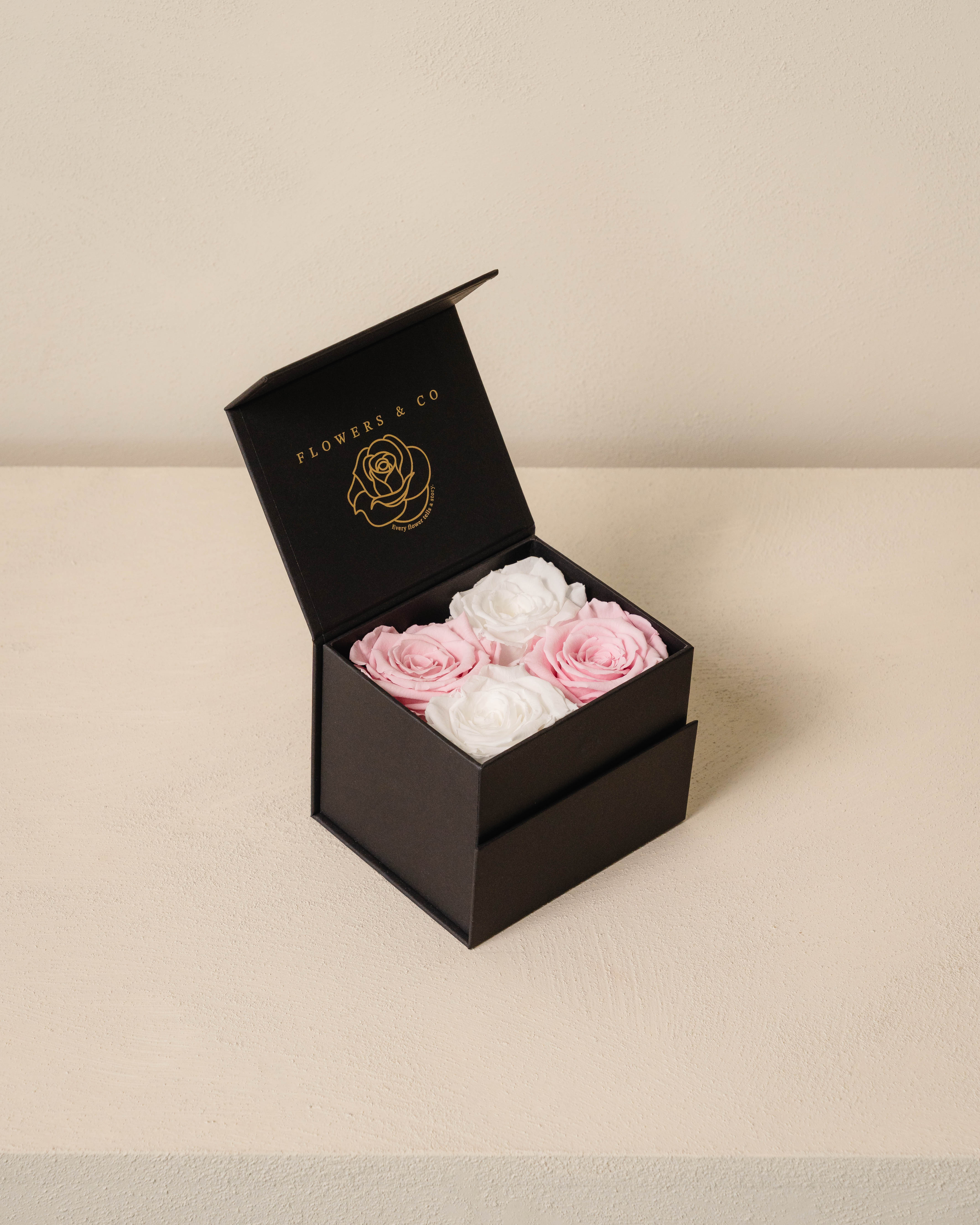 Pink/white mix longlife rose box- small