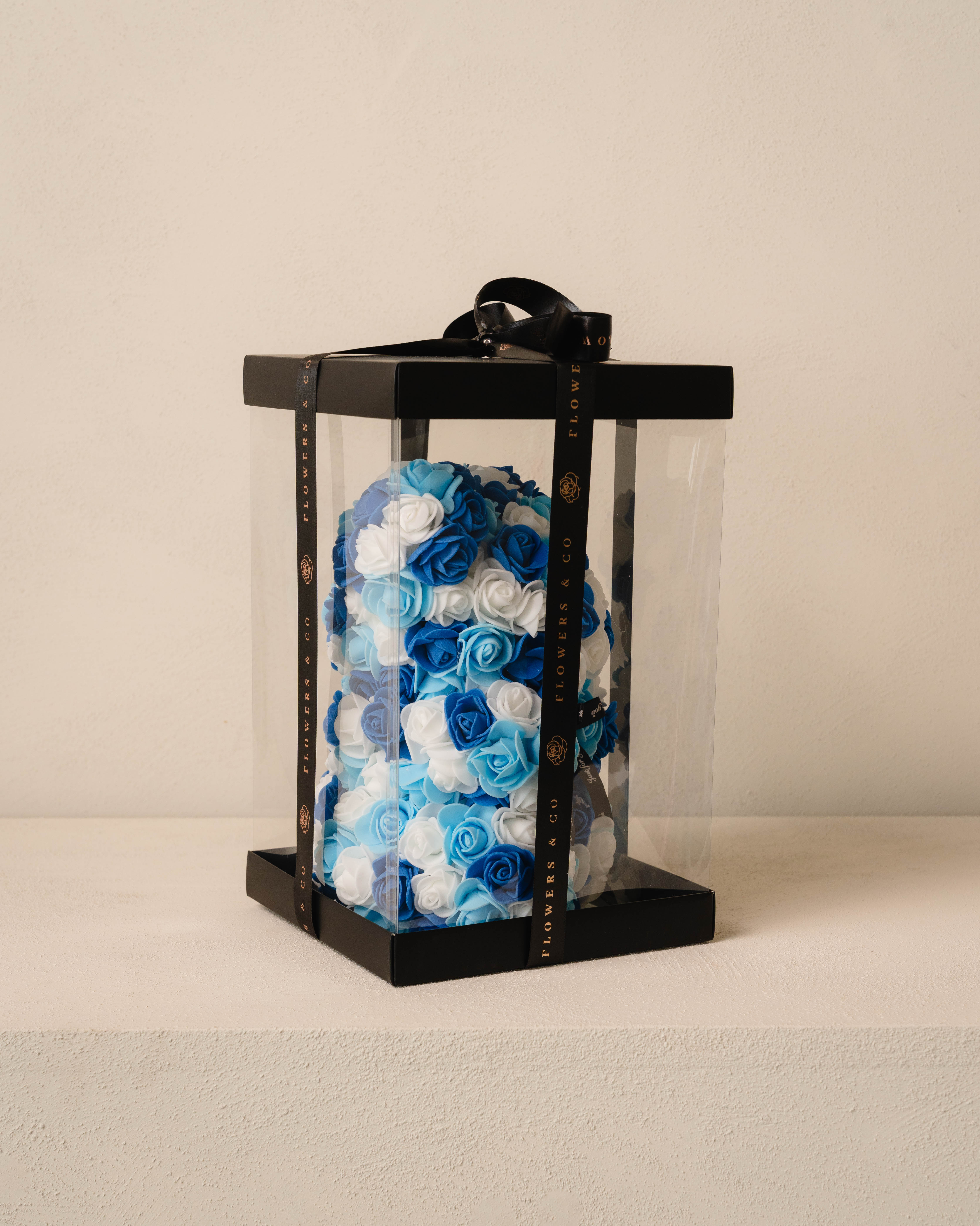 Blue & White Rose Bear