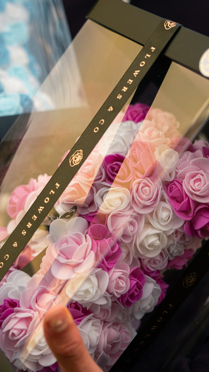 Rozenbeer 25cm - wit roze