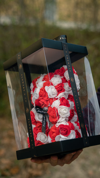 Red-White Rose Bear 25cm