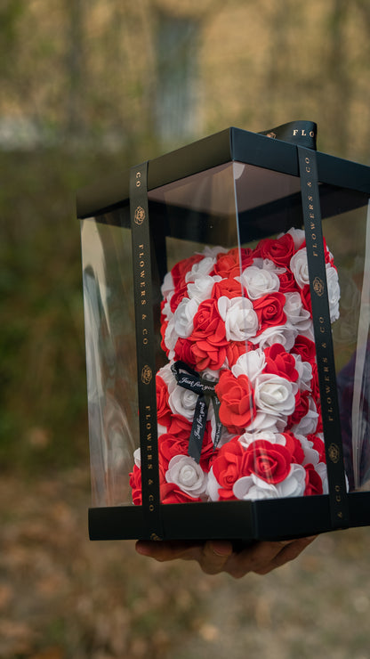 Red-White Rose Bear 25cm