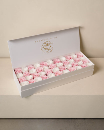 Pink/White Longlife Rose Box – Large