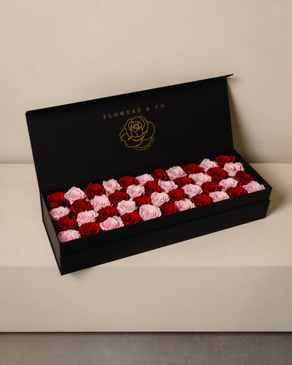 Pink/Red Longlife Rose Box – Large