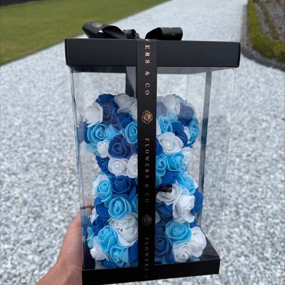Rozenbeer 25cm - Blauw wit